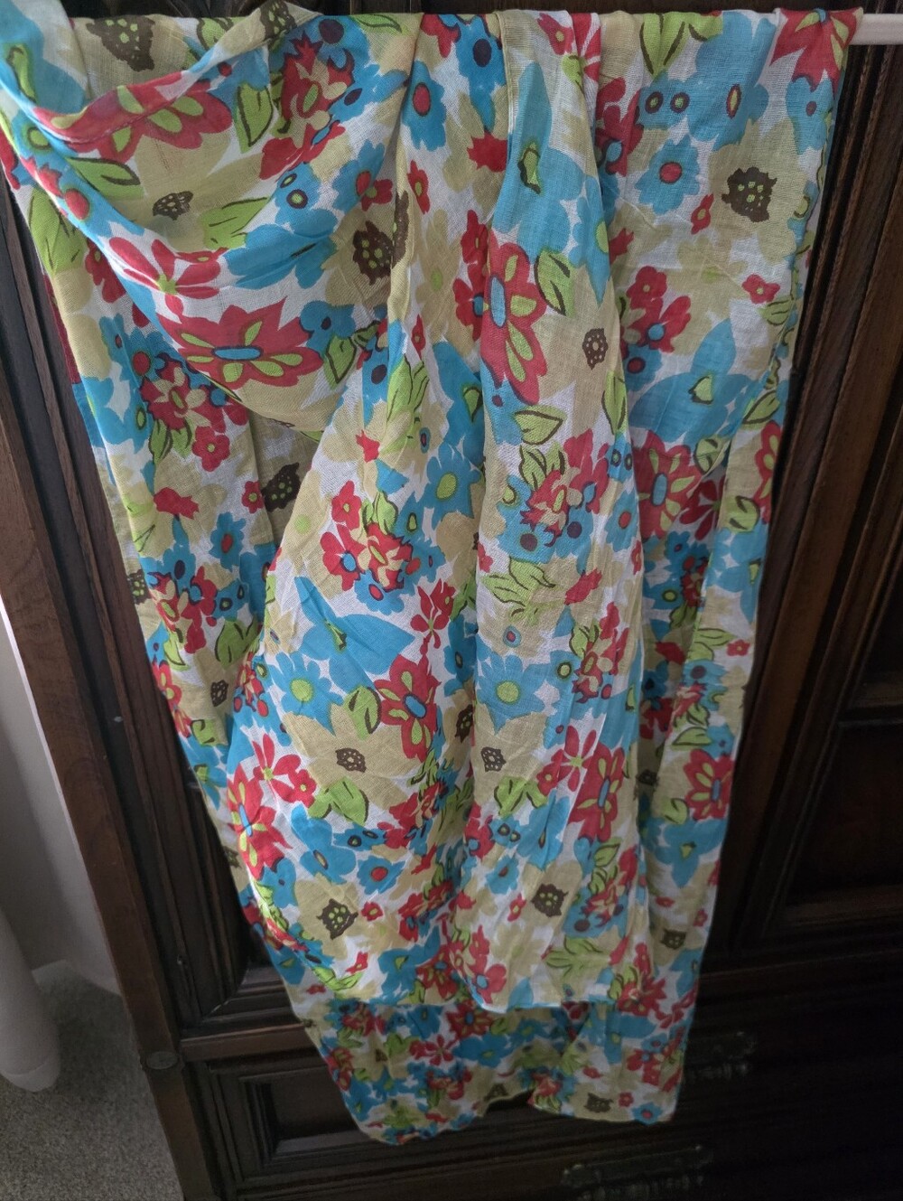 Floral Scarf Spring Into Fall Hair or Bag Accessory, Tie Belt, Scarf Etc.